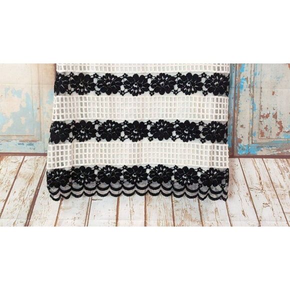 Max Studio Womens S Black White Sundress Floral Lace Round Neck Sleeveless - Picture 5 of 9